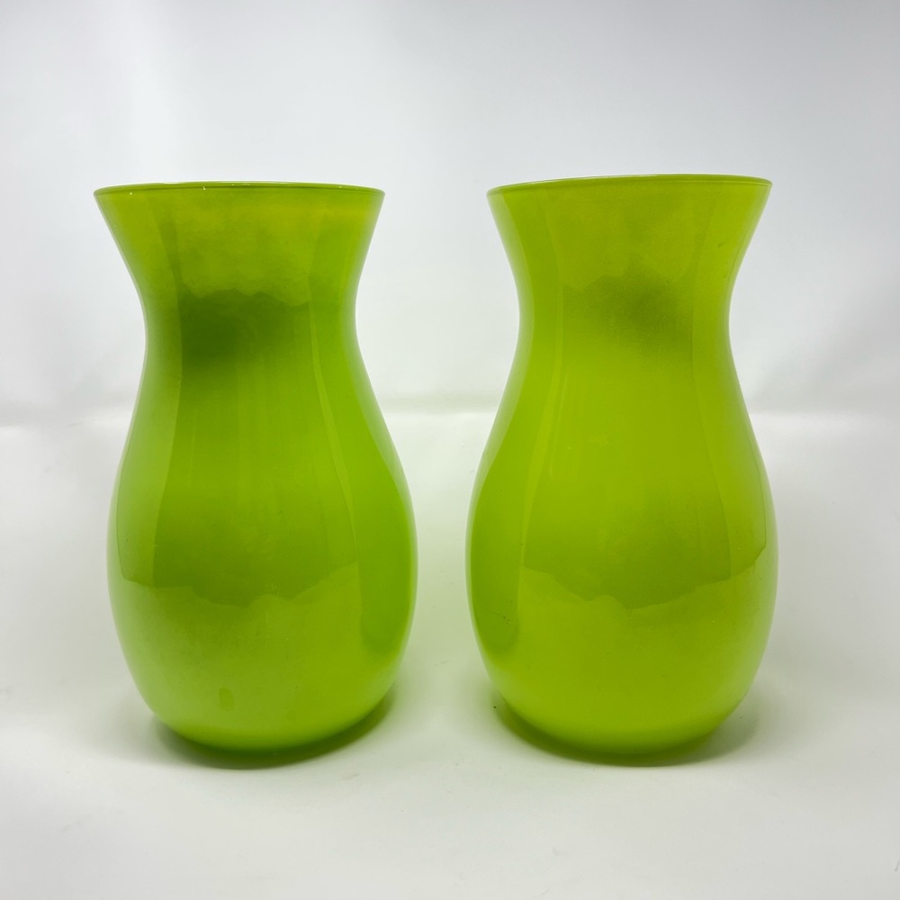Vintage Retro Frosted Neon Green Decorative Glass Vases
